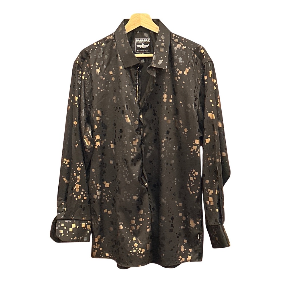 Barabas Button Down Shirt Luxe Geometric Clubwear Maximalist Satement Luxe Glam